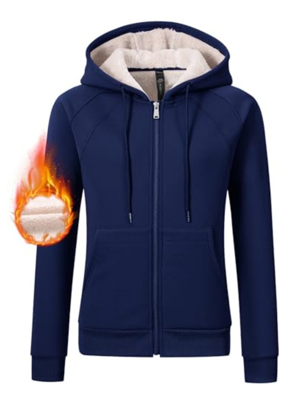 Women's Sherpa Lined Zip Up Hoodie Fleece Sweatshirt Jacket Winter Warm